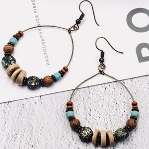 Bohemian beaded wire dangle earrings